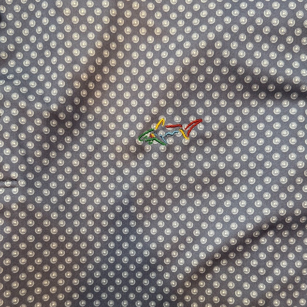 Greg Norman Shark Men's Blue Patterned Polo Golf Shirt - Picture 3 of 3